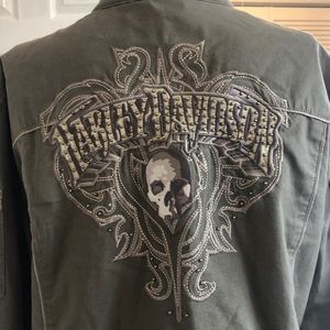 Harley Davidson army green military style jacket